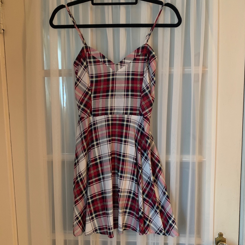 Aeropostale plaid mini sun skater dress XS